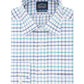 Eagle Mens Dress Shirt White Checkered Grid Printed Blue 17 1/2
