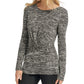 DKNY Womens Marled Twist Front Long-Sleeve Top Heathered Medium
