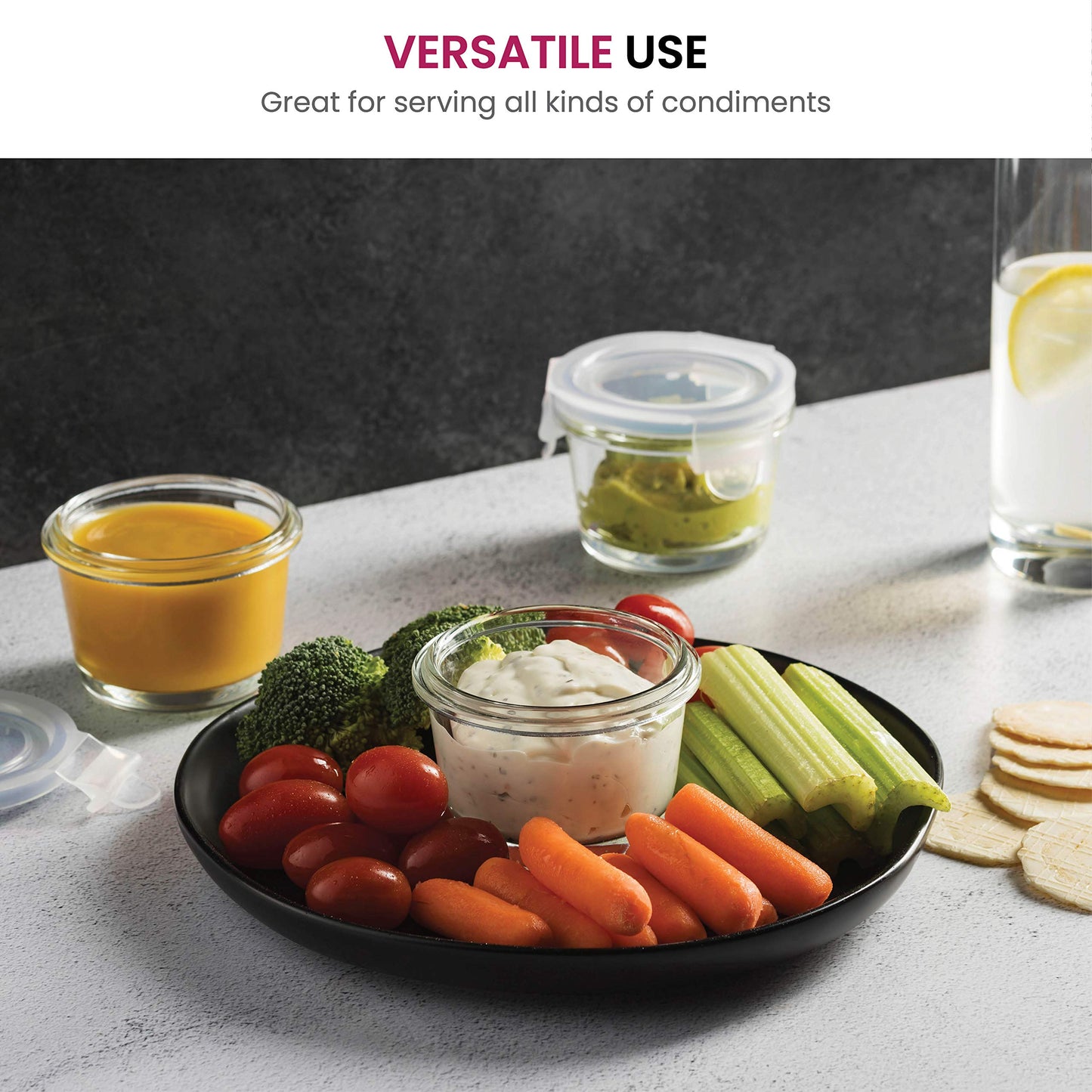 4 औंस ग्लास फ़ूड कंटेनर - 6 पीस का सेट
