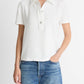 Vince Womens Crepe Short Sleeve Polo Off White