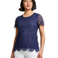 Jones New York Womens Petite Fashion Top Pacific Navy Medium Petite