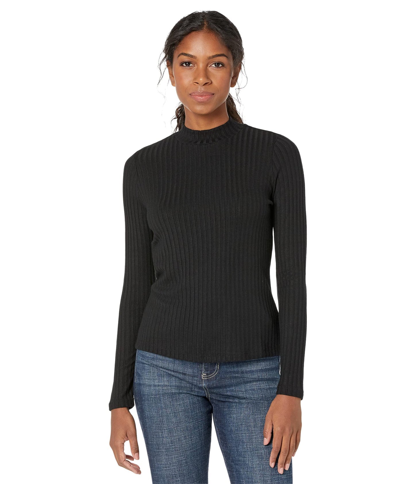 Liverpool Petite Mock Neck Long Sleeve Tee Black PXL