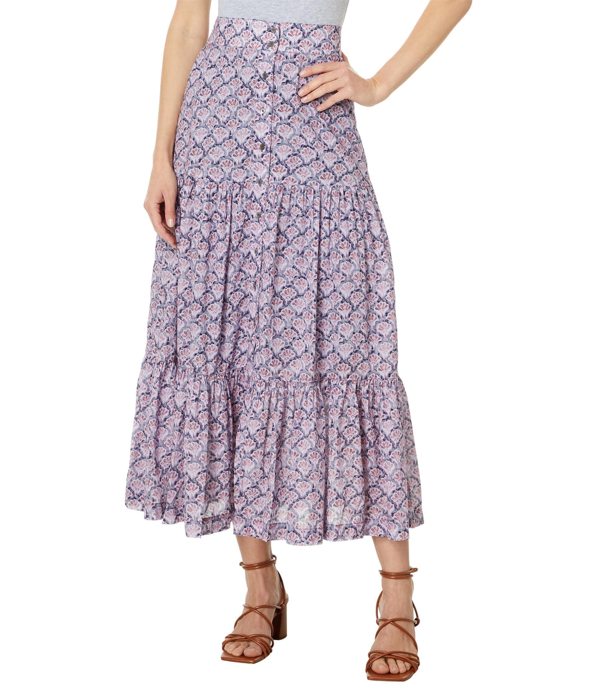 NICZOE Falling Fans Tiered Skirt Purple Multi M