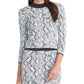 RACHEL Rachel Roy Womens Lindey Printed Open Back Crewneck Sweater Gray L