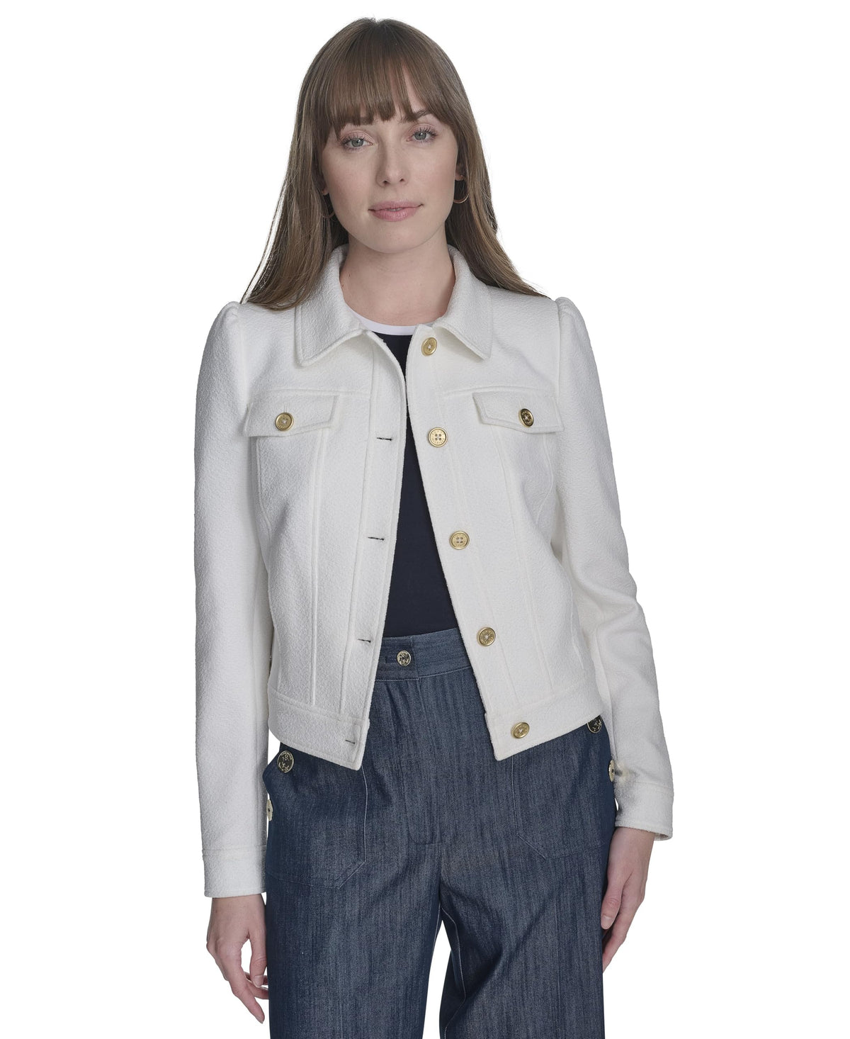 Tommy Hilfiger Womens Ivory Trucker Jacket Size 4
