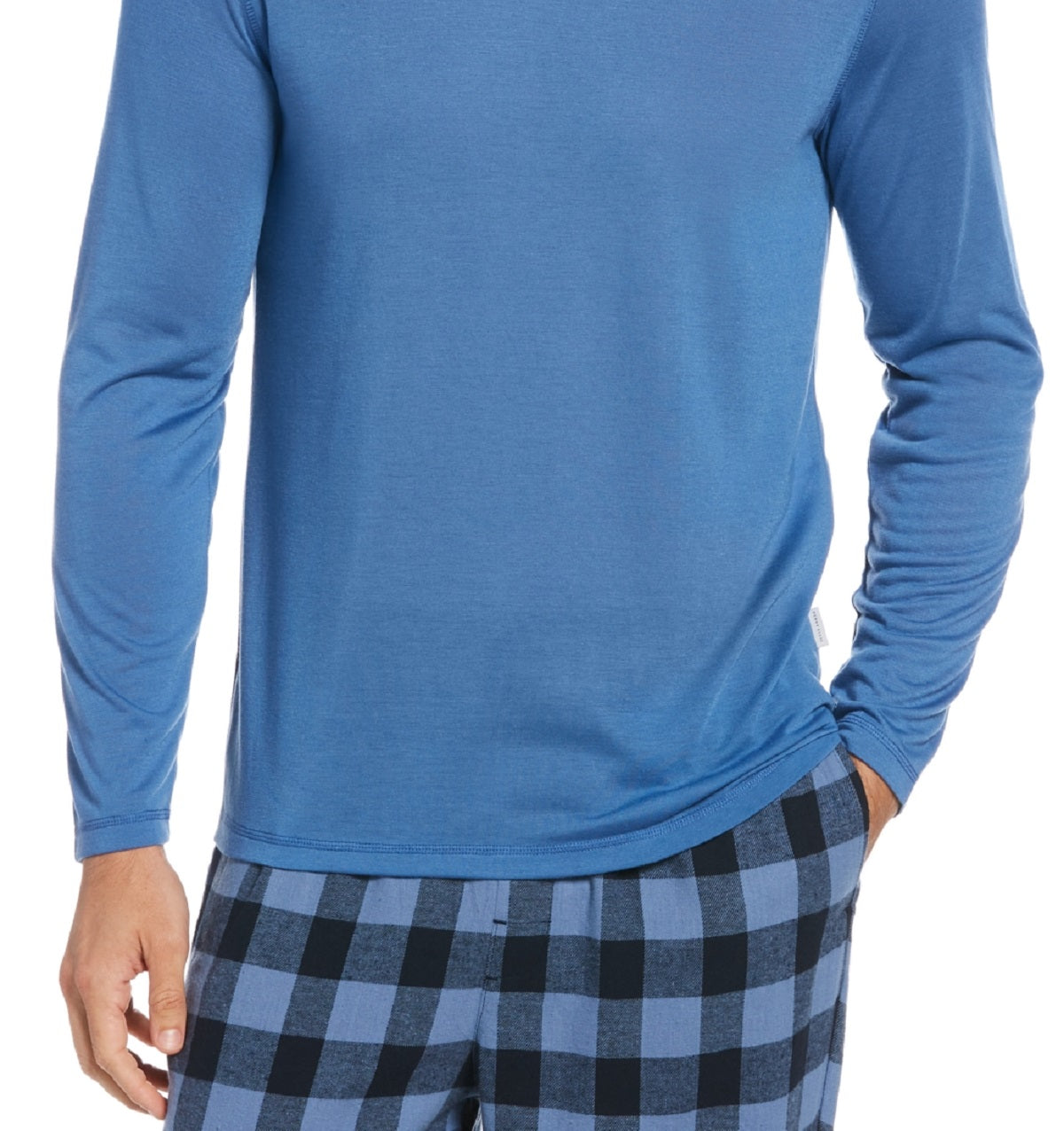 Perry Ellis Men's Jersey Long-Sleeve Pajama T-Shirt Blue Size Medium