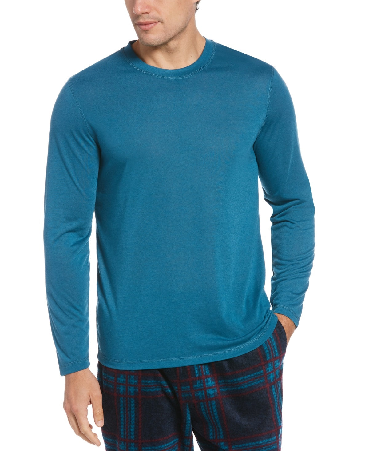 Perry Ellis Men's Jersey Long Sleeve Pajama T-Shirt Blue Size Small
