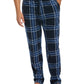 Perry Ellis Portfolio Men's Chevron Plaid Textured Fleece Pajama Pants Blue