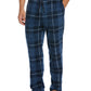 Perry Ellis Portfolio Men's Windowpane Plaid Textured Fleece Pajama Pants Blue Size Medium