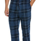 Perry Ellis Portfolio Men's Windowpane Plaid Textured Fleece Pajama Pants Blue Size Medium