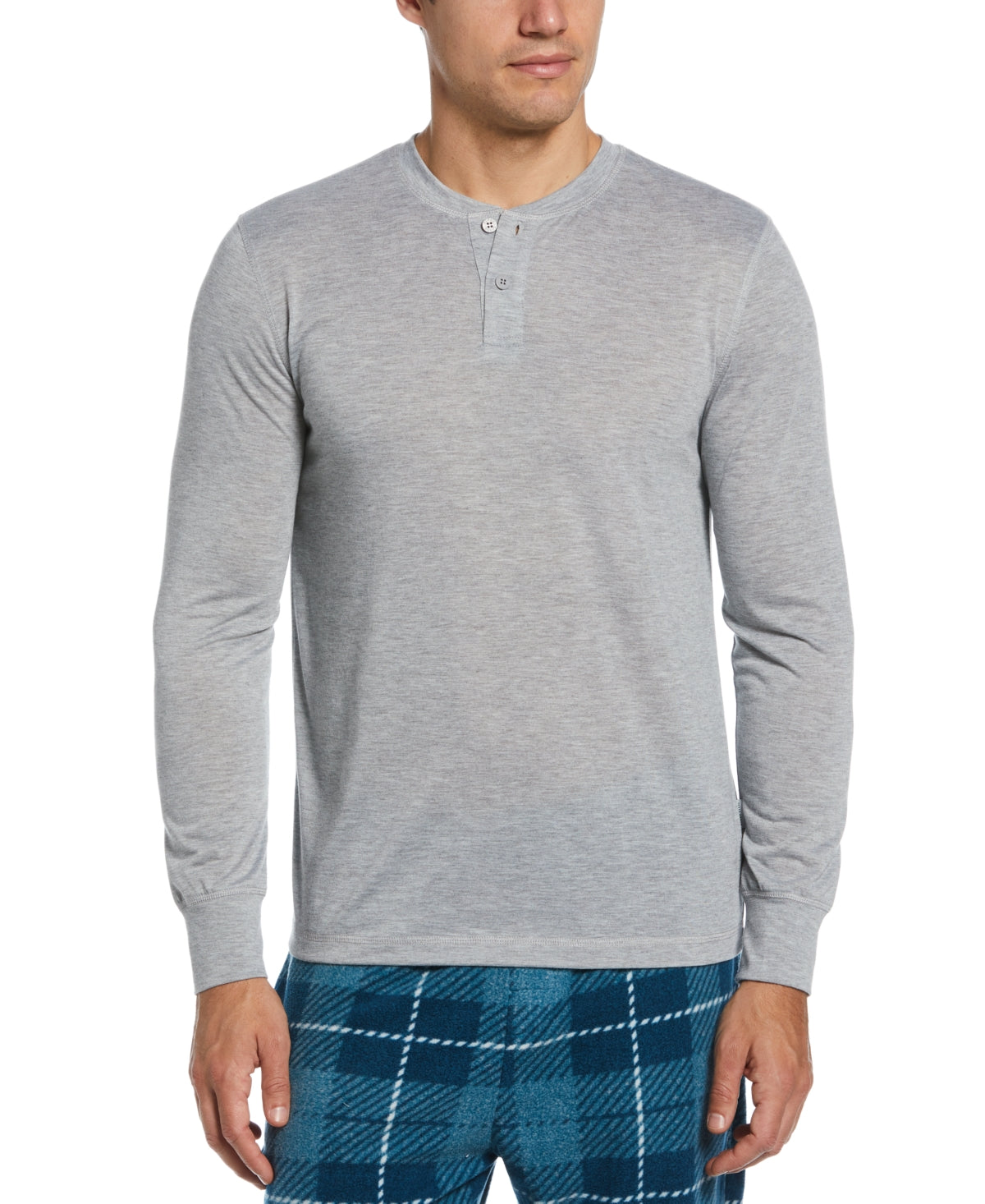Perry Ellis Portfolio Men's Solid Henley Sleep Shirt Gray Size X-Large