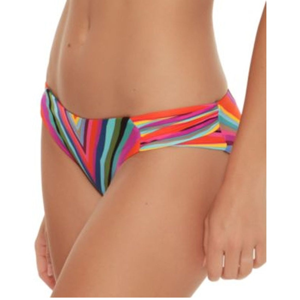 Trina Turk Women's Louvre Printed Tab Side Hipster Bikini Bottoms Swimsuit Pink Multi Size 4