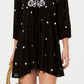 Raviya Women's Embroidered 3/4 Sleeve Dress Cover Up Swimsuit Black