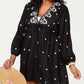 Raviya Women's Embroidered 3/4 Sleeve Dress Cover Up Swimsuit Black