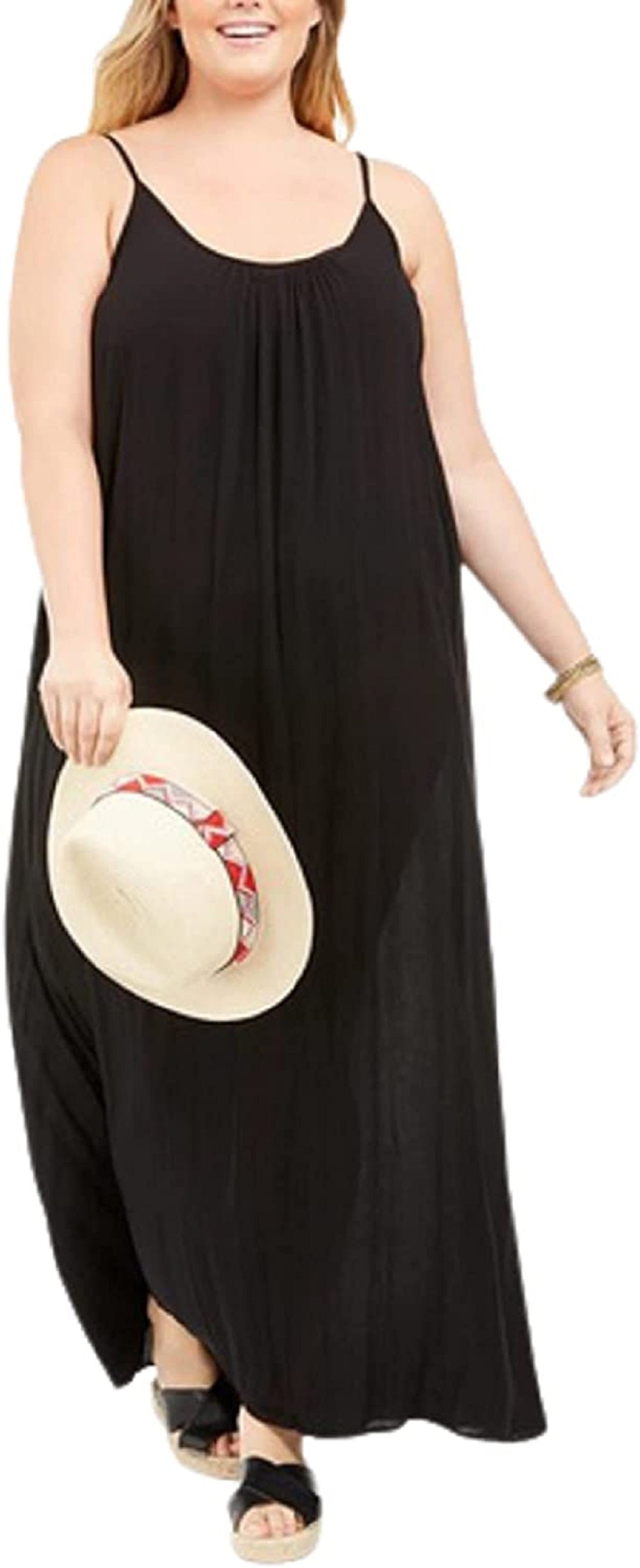 Raviya Women's Sleeveless Cover Up Maxi Dress Swimsuit Black Size 2X