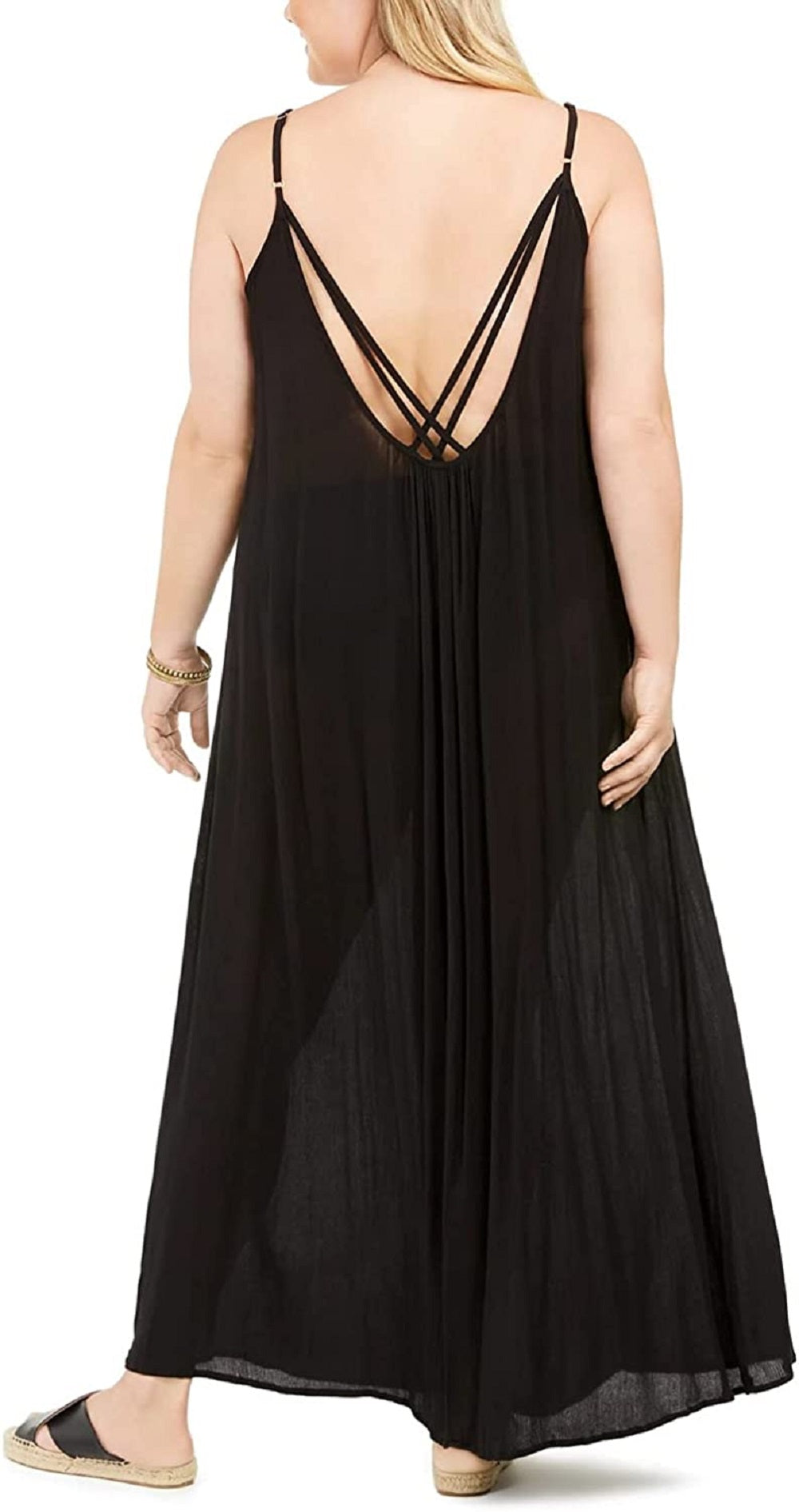 Raviya Women's Sleeveless Cover Up Maxi Dress Swimsuit Black Size 2X