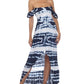 Raviya Women's Tie Dye Off The Shoulder Cover Up Dress Swimsuit Blue Size Small