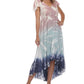 Raviya Women's Tie Dyed Flutter Sleeve High Low Cover Up Dress Swimsuit Gray Size Medium