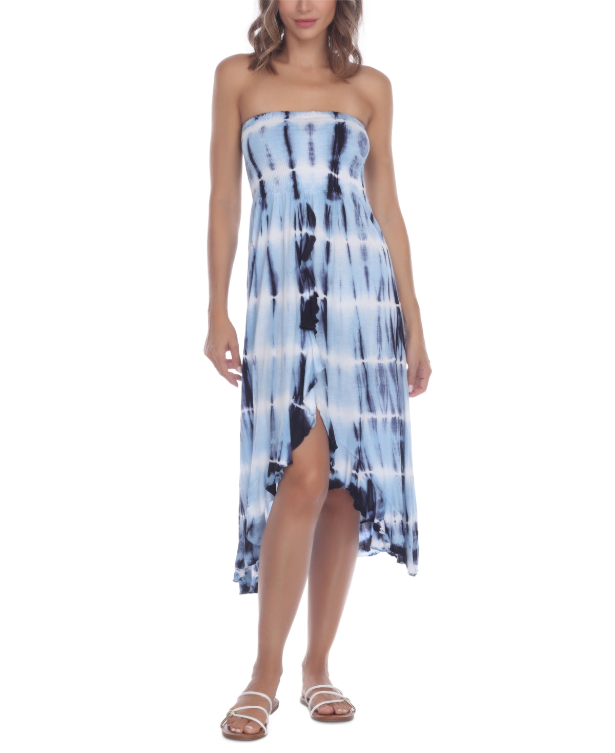 Raviya Women's Strapless Coverup Dress Swimsuit Blue