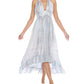 Raviya Women's Tie Dyed Halter Maxi Dress Swim Cover Up Swimsuit Gray Size Large