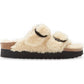 Birkenstock Women's Big Buckle Genuine Shearling Slide Sandal Brown Size 10.5