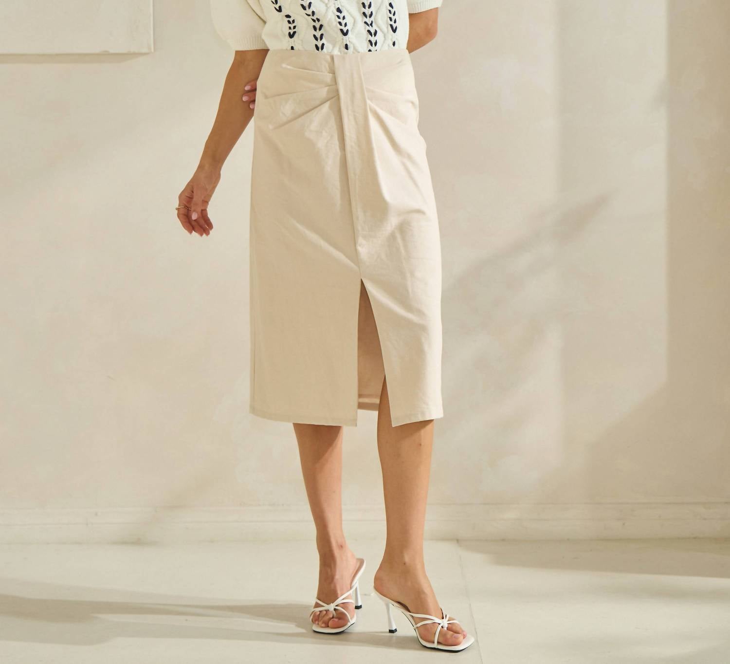Able - Begged and Pleated Midi Skirt