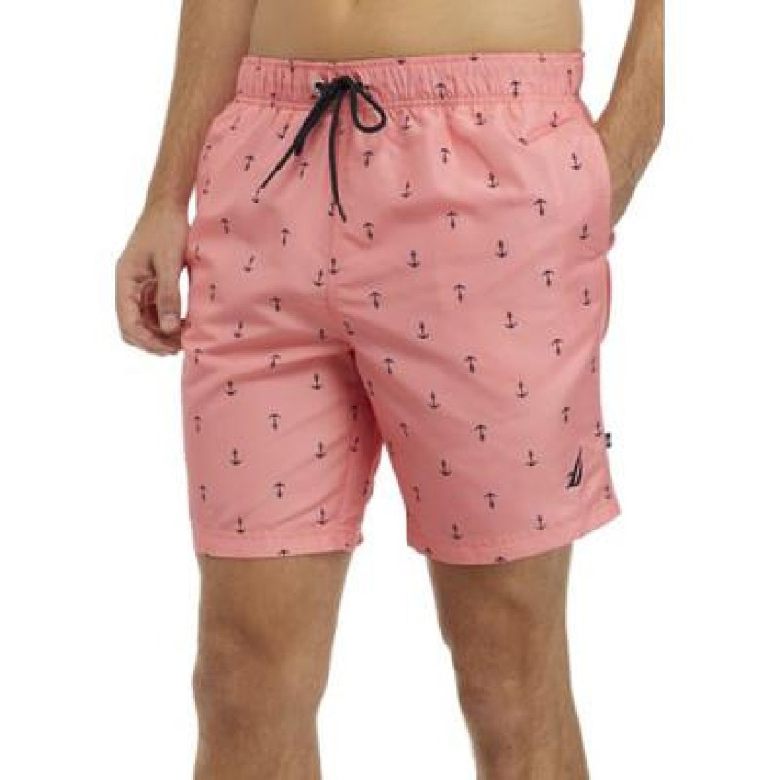 Nautica Men's Quick Dry Anchor Print 8 Swim Trunks Red Size X-Large
