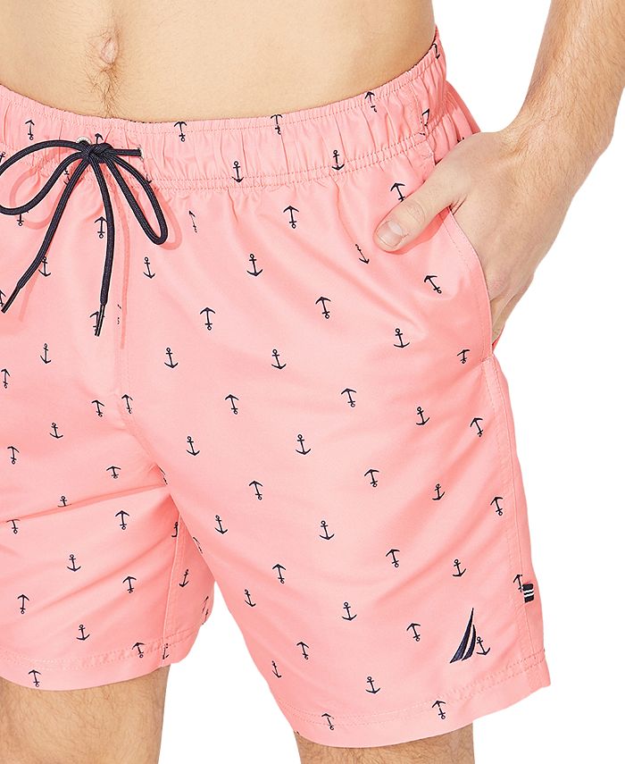 Nautica Men's Anchor Print 8 Swim Trunks Pink Size XX-Large