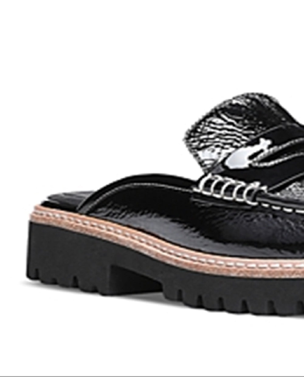 Donald Pliner Women's Tumbled Patent Leather Loafer Mules Black Size 8.5