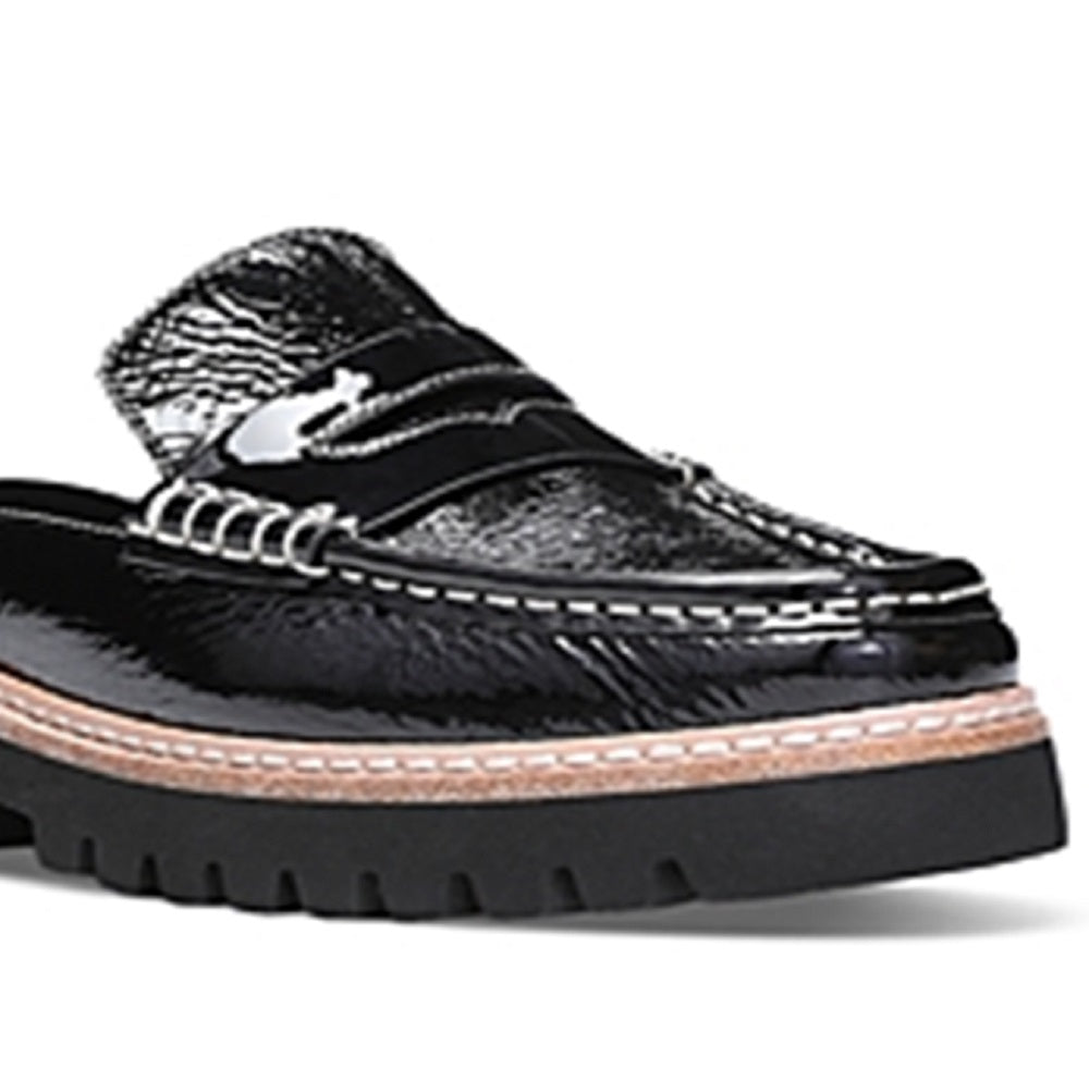 Donald Pliner Women's Tumbled Patent Leather Loafer Mules Black Size 8.5