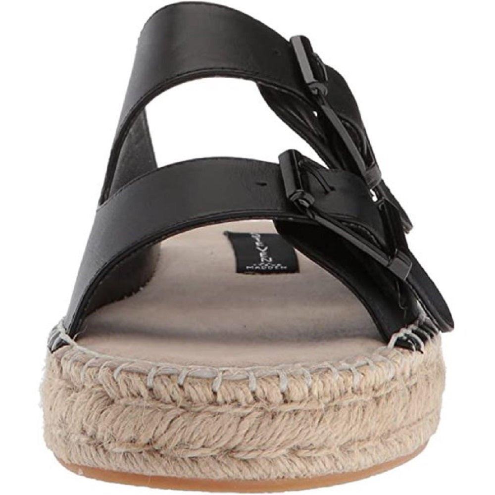 Steve Madden Women's Lapis Leather Open Toe Casual Espadrille Sandals Black Size 8