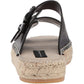 Steve Madden Women's Lapis Leather Open Toe Casual Espadrille Sandals Black Size 8