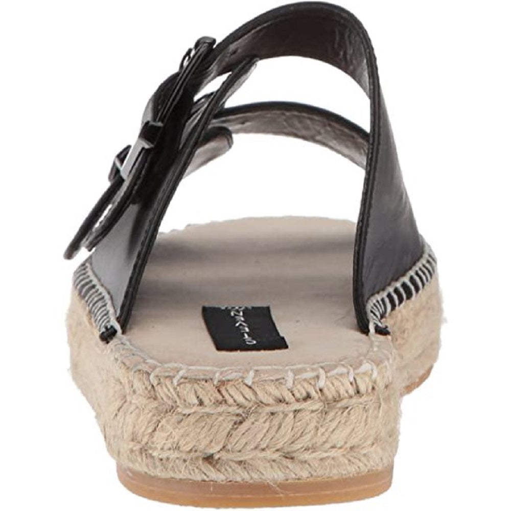 Steve Madden Women's Lapis Leather Open Toe Casual Espadrille Sandals Black Size 8