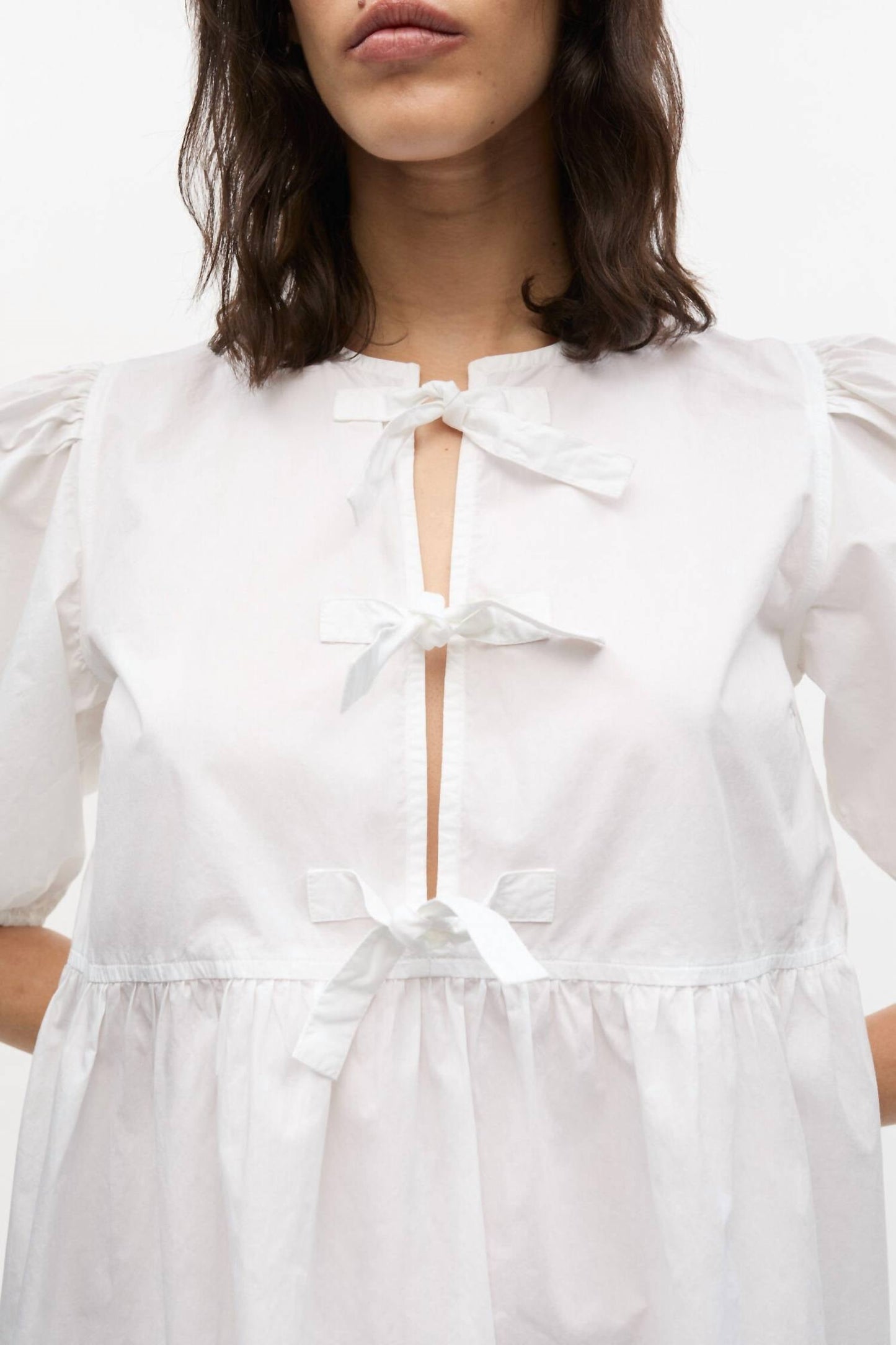 Ganni - Cotton Poplin Tie String Mini Dress