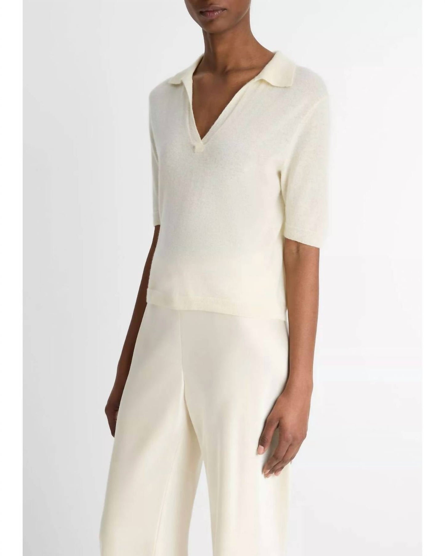 Vince - Cashmere Silk Short Sleeve Polo Sweater
