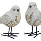 Bird figurine with carved floral design (set of 2)