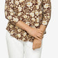 Ruby Rd. Women's Misses Floral Printed Criss Cross Neckline Top Black Size Large
