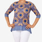 Ruby Rd. Women's Tile Border Sublimation Top Yellow Size Petite Small