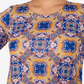 Ruby Rd. Women's Tile Border Sublimation Top Yellow Size Petite Small