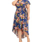 BCX Women's Trendy Plus High Low Dress Blue Size 2X