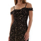 BCX Junior's Off The Shoulder Flocked Velvet Ruched Dress Black Size XX-Small