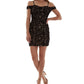 BCX Junior's Off the Shoulder Flocked Velvet Ruched Dress Black Size X-Small