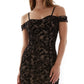 BCX Junior's Off The Shoulder Flocked Velvet Ruched Dress Black Size M