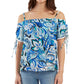 BCX Junior's Off The Shoulder Drawstring Sleeve Top Blue Size X-Small