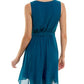 BCX Junior's Ruffle Hem Faux Wrap Dress Blue Size Medium