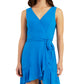 BCX Junior's Ruffle Hem Faux Wrap Dress Blue Size X-Large