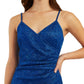BCX Junior's Glitter Faux Wrap Bodycon Dress Blue Size Small