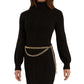 BCX Junior's Long Sleeve Chain Belt Sweater Dress Black Size Medium