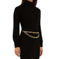 BCX Junior's Long Sleeve Chain Belt Sweater Dress Black Size Medium