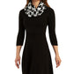 BCX Junior's Printed Scarf Fit & Flare Sweater Dress Black Size XS